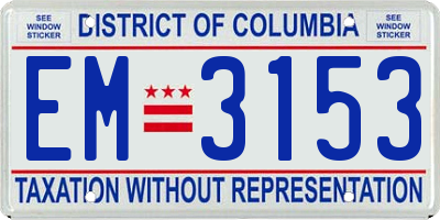 DC license plate EM3153