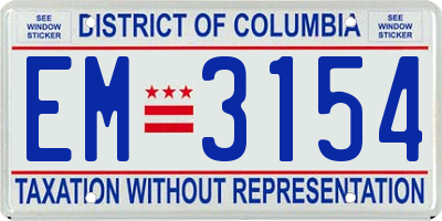 DC license plate EM3154