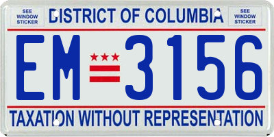 DC license plate EM3156