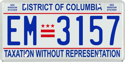 DC license plate EM3157
