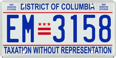 DC license plate EM3158