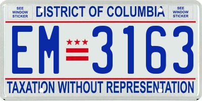 DC license plate EM3163