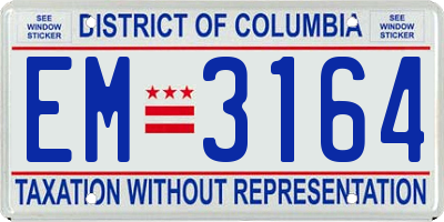 DC license plate EM3164