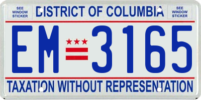 DC license plate EM3165