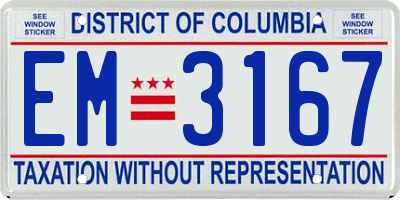 DC license plate EM3167