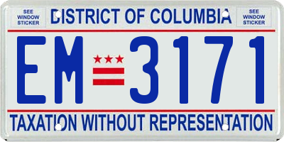 DC license plate EM3171