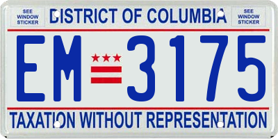 DC license plate EM3175