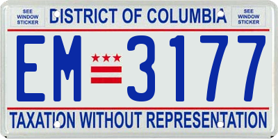 DC license plate EM3177