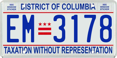 DC license plate EM3178
