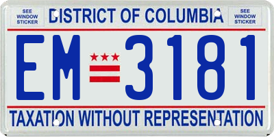 DC license plate EM3181