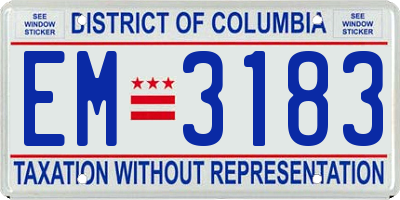 DC license plate EM3183