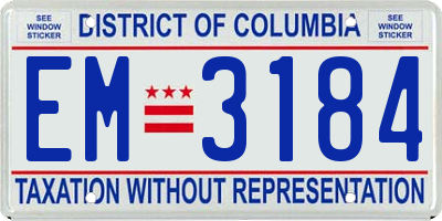 DC license plate EM3184