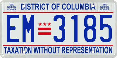 DC license plate EM3185