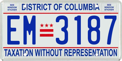 DC license plate EM3187