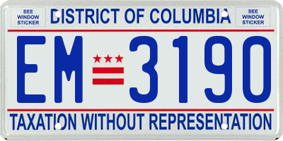 DC license plate EM3190