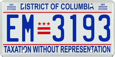 DC license plate EM3193