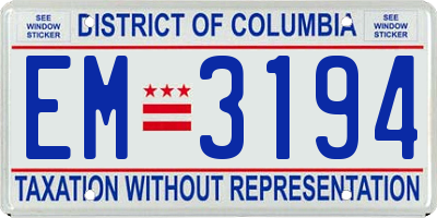 DC license plate EM3194