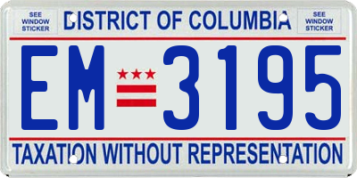 DC license plate EM3195