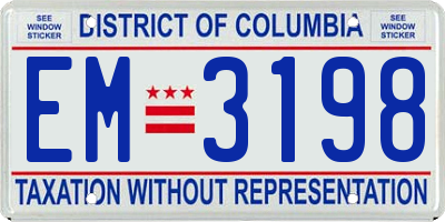 DC license plate EM3198