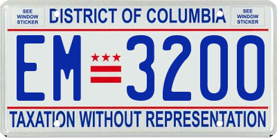 DC license plate EM3200