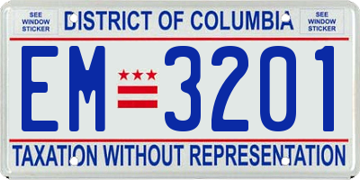 DC license plate EM3201