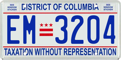 DC license plate EM3204