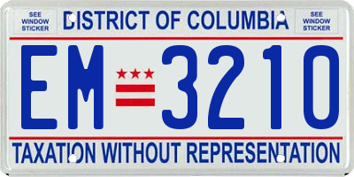 DC license plate EM3210