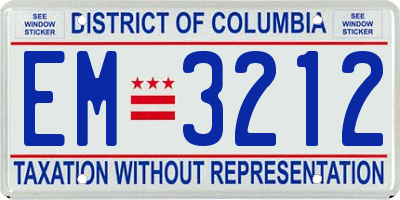 DC license plate EM3212