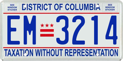 DC license plate EM3214