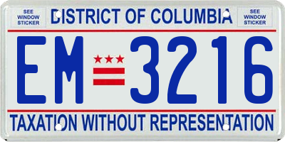 DC license plate EM3216