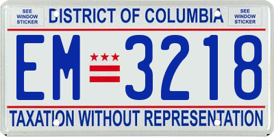 DC license plate EM3218