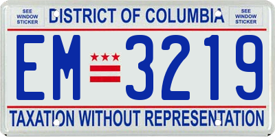 DC license plate EM3219