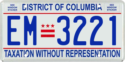 DC license plate EM3221