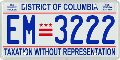 DC license plate EM3222