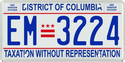 DC license plate EM3224