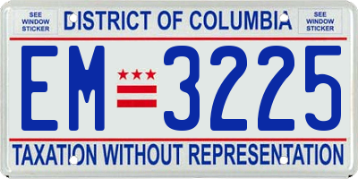 DC license plate EM3225
