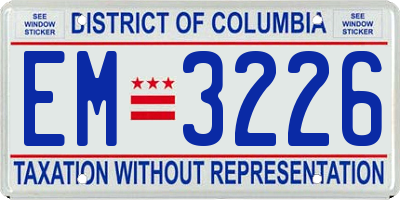DC license plate EM3226