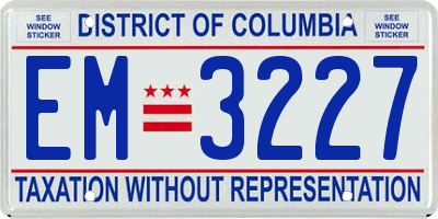 DC license plate EM3227