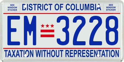DC license plate EM3228
