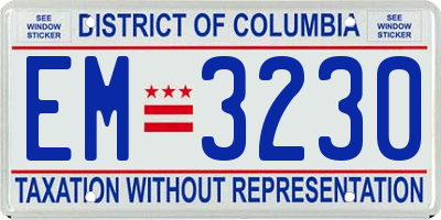 DC license plate EM3230