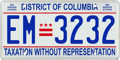 DC license plate EM3232