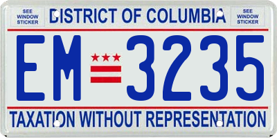 DC license plate EM3235