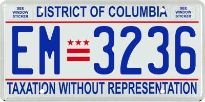 DC license plate EM3236