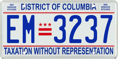 DC license plate EM3237