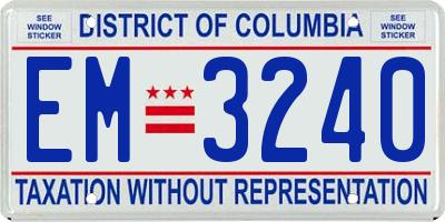 DC license plate EM3240