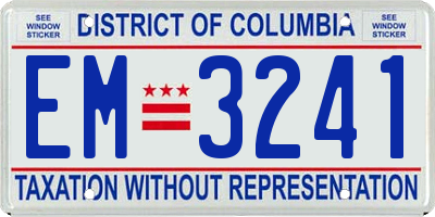 DC license plate EM3241