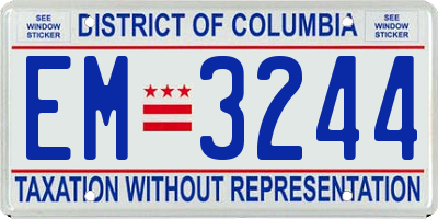 DC license plate EM3244