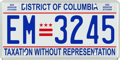 DC license plate EM3245