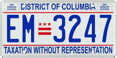DC license plate EM3247