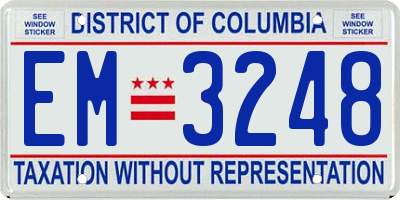 DC license plate EM3248